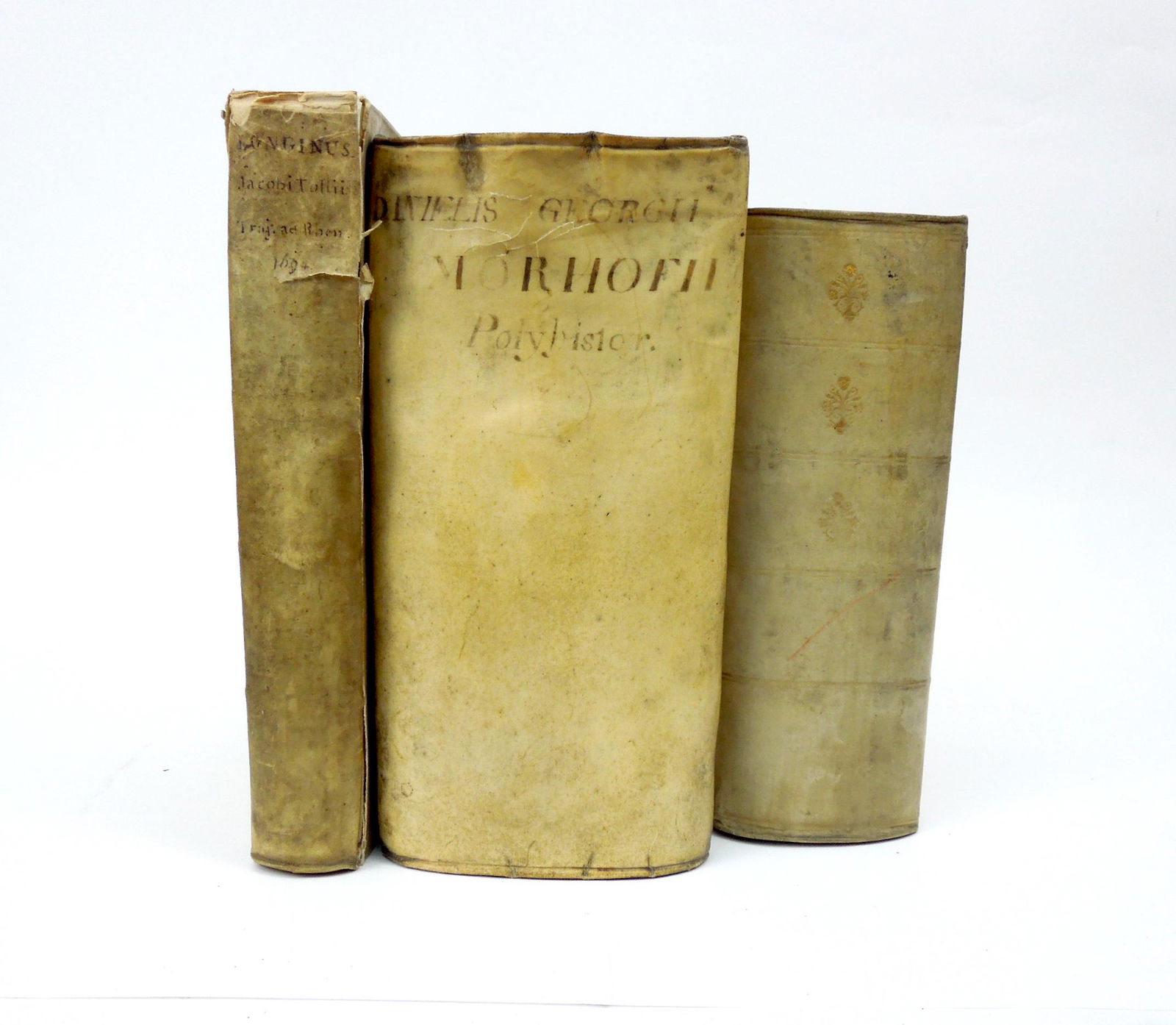 (3) Antiquarian Vellum Bound Books. (1 of 9)