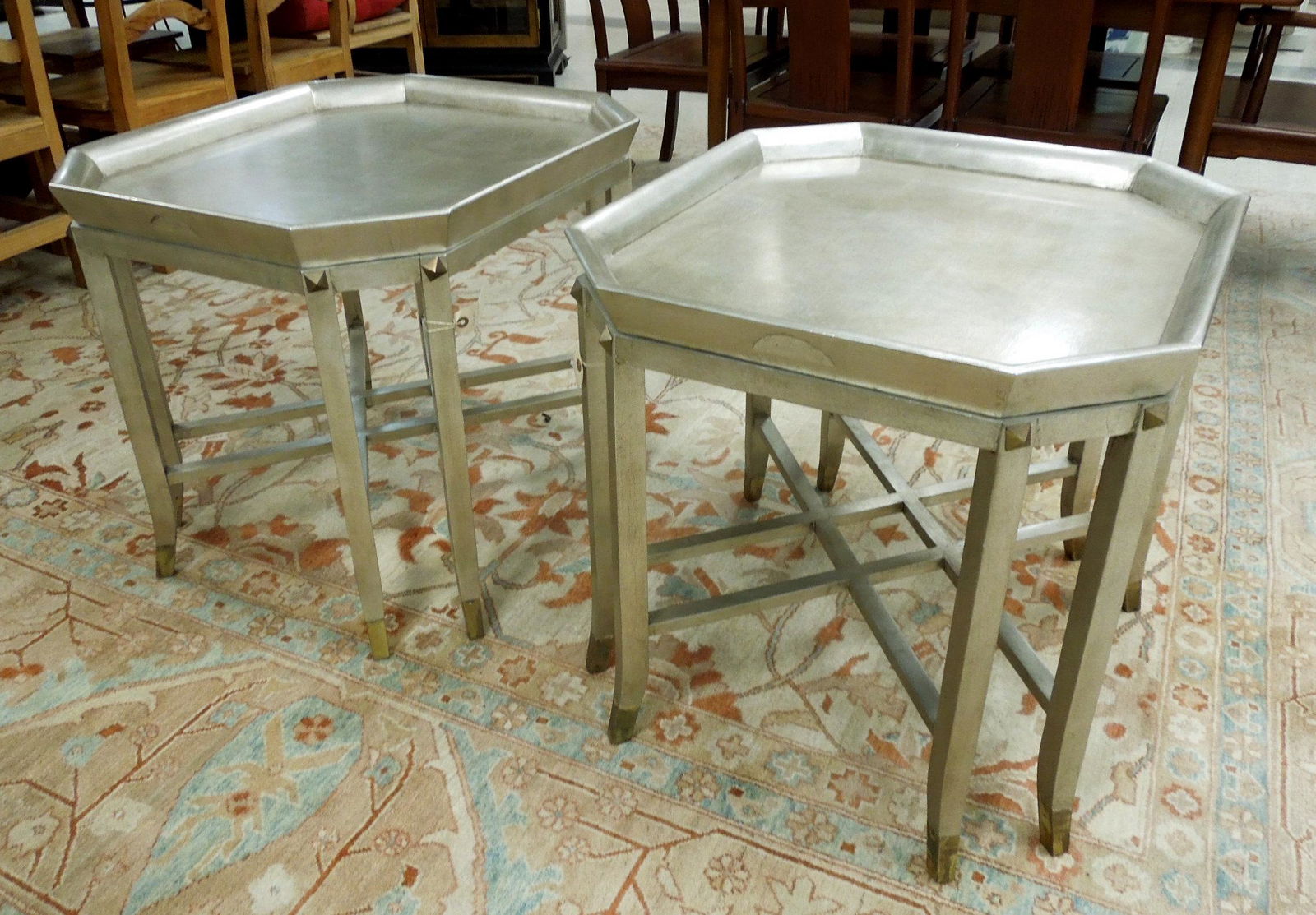 Pair of Contemporary Painted Silvered Side Tables. (1 of 2)
