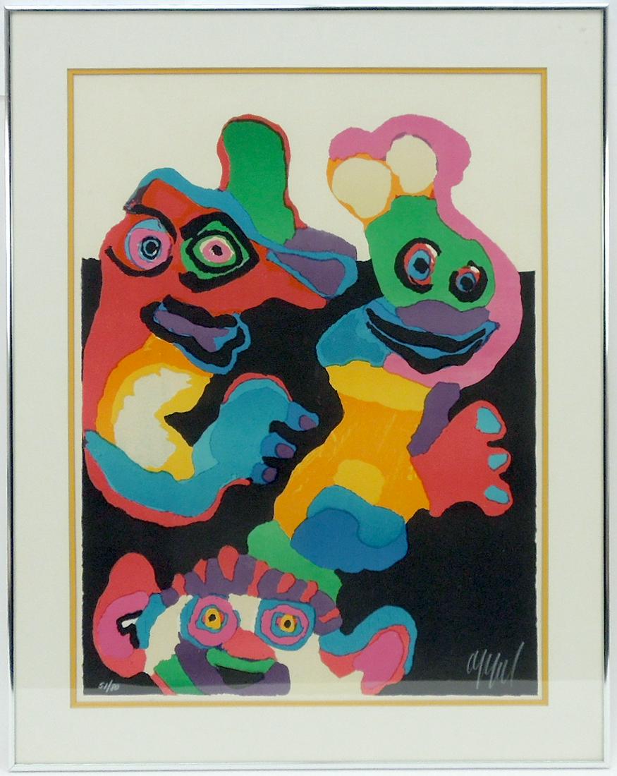 Karel Appel Color Lithograph, Laughing People. (1 of 3)