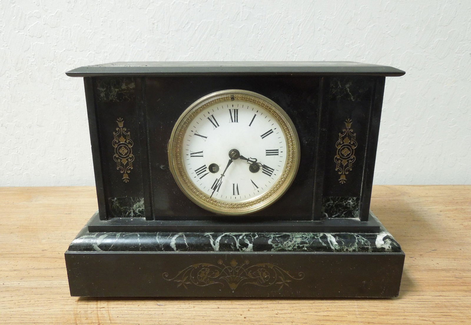 Early 20th C. Continental Slate & Marble Mantel Clock. (1 of 1)