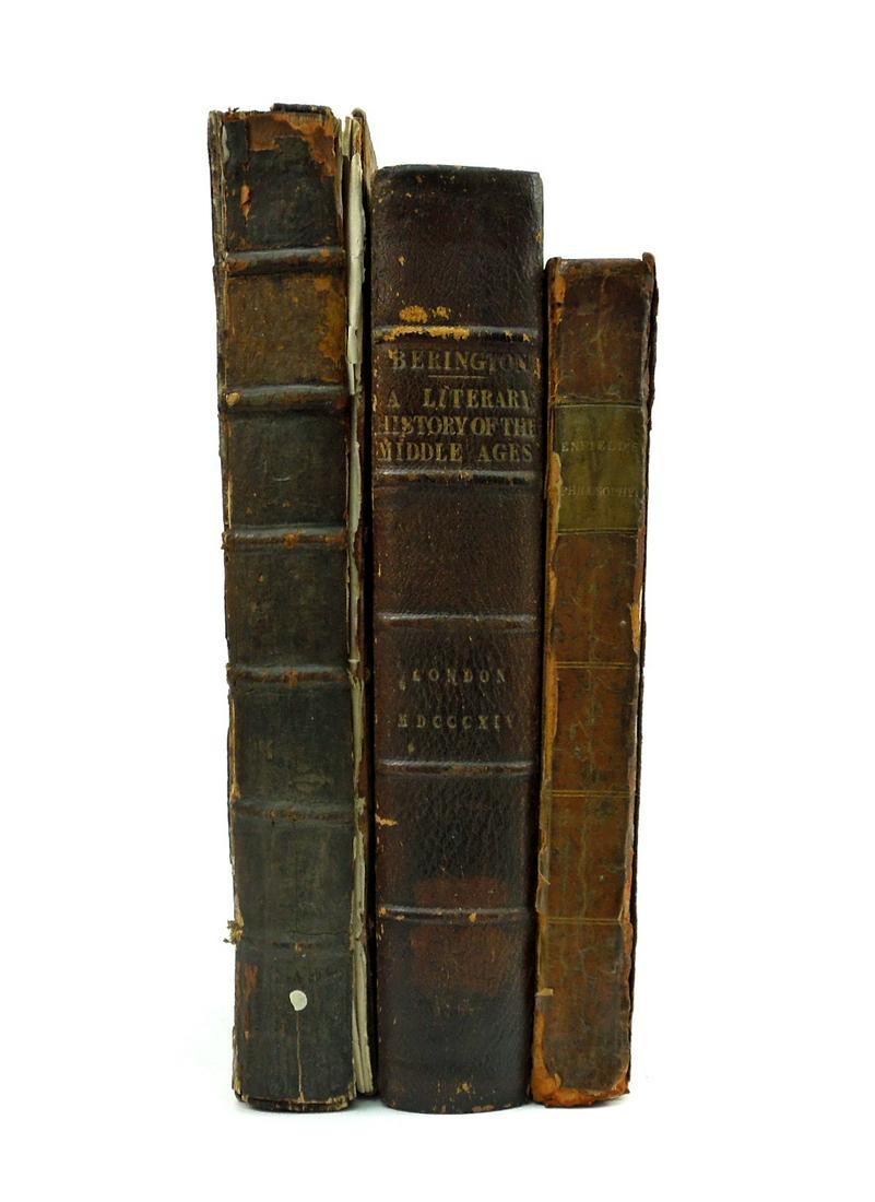 (3) Antiquarian Books in English.: (3) Antiquarian books in English. Literary History of the Middle Ages, Rev. Joseph Berington, London 1814; Works of Nicholas Machiavel, Third Edition, London, MDCCXX (front cover detached); Insitutes 