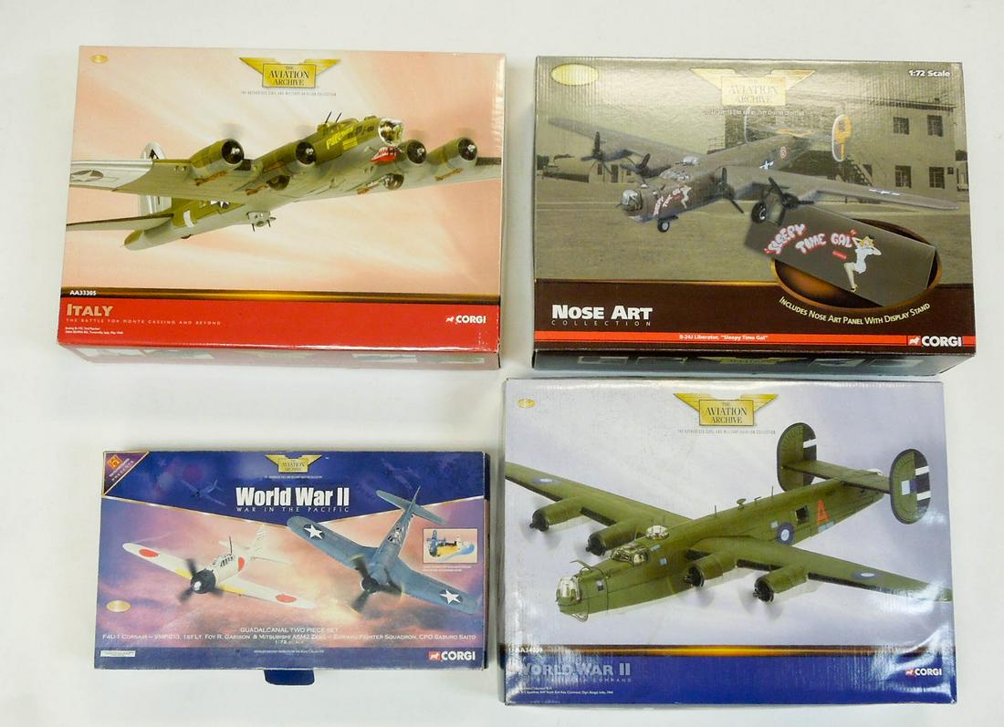 (4) Corgi Aviation Archive 1:72 Scale Model Kits.: (4) Corgi Aviation Archive 1:72 scale model kits. AA99120, AA33305, AA34009, US 34014 Limited edition.