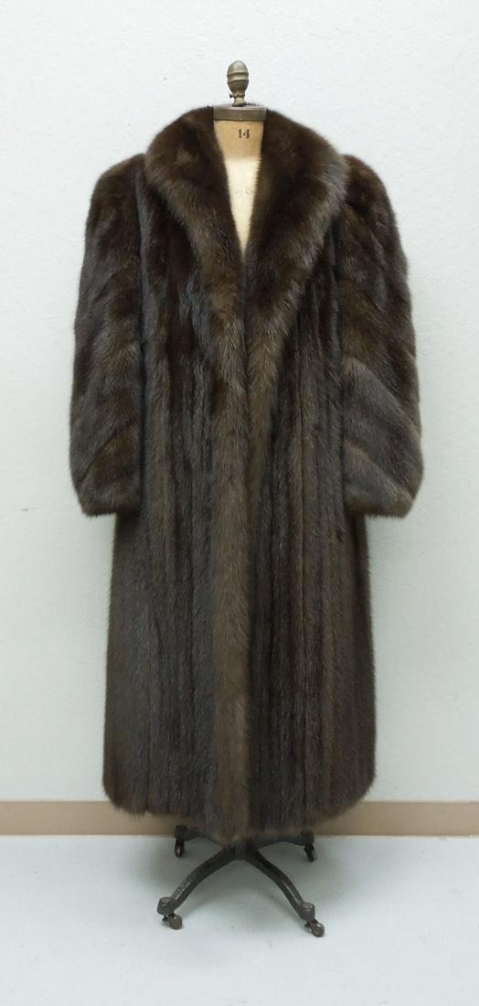 Ladies' Full Length Mink Fur Coat.: Ladies' full length mink fur coat. 52" long, 48" waist (approximate).