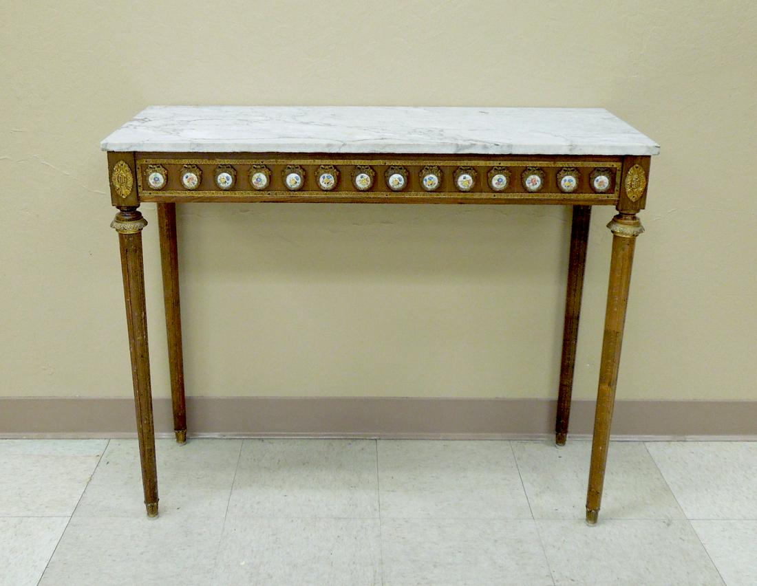 Louis XVI Style Marble Top Console Table. (1 of 6)