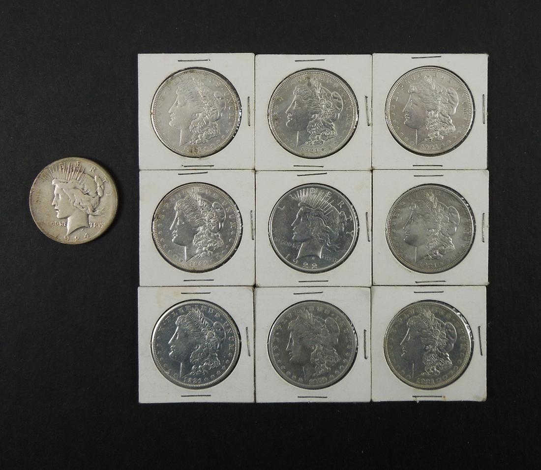 (8) Morgan & (2) Peace Silver Dollars. (1 of 2)