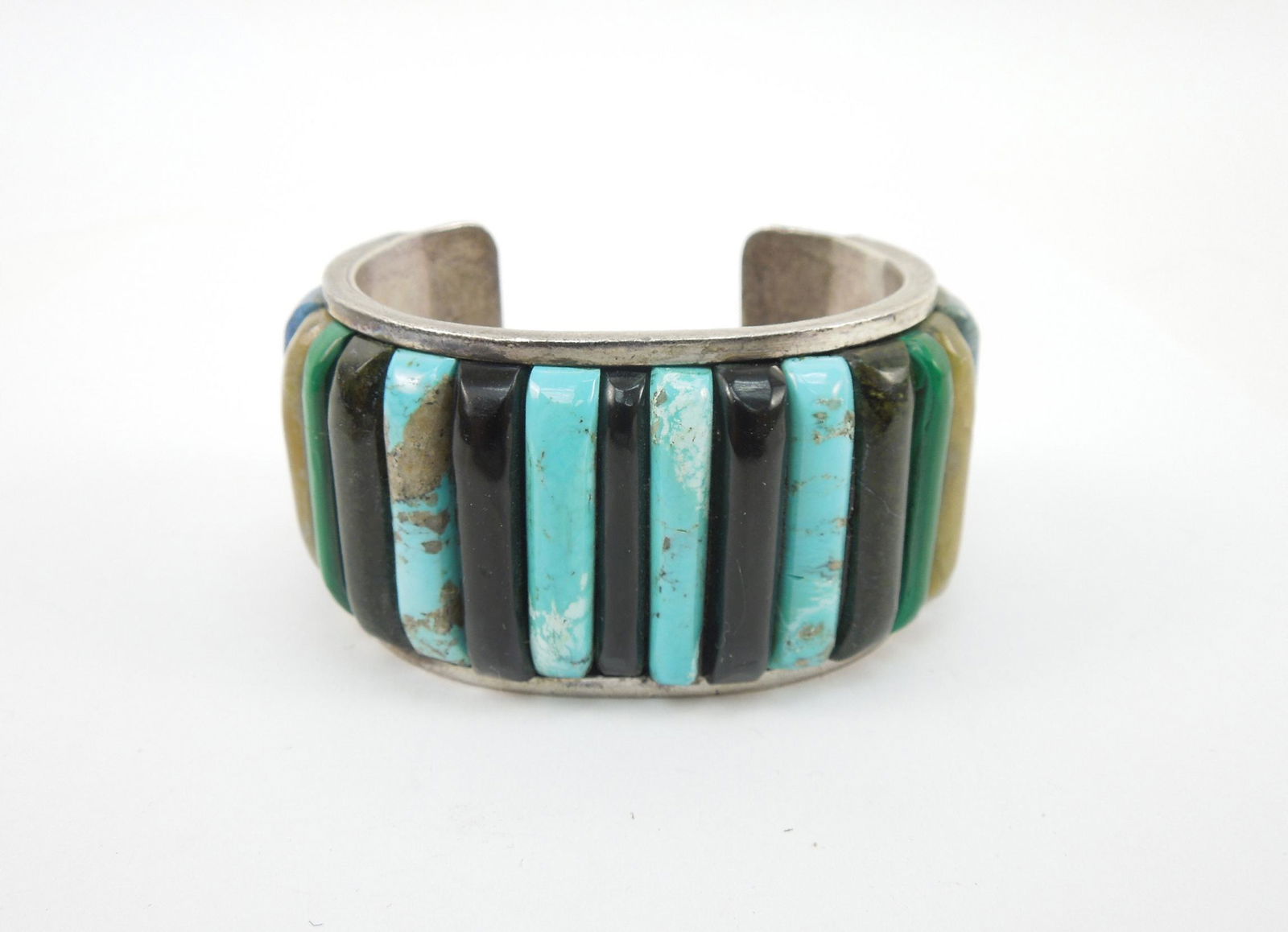 Zuni Silver and Hard Stone Cuff Bracelet. (1 of 5)