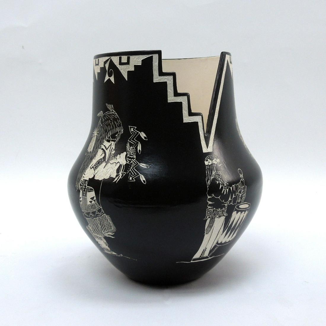 Darrell Taliman Chino "Buffalo Dancers" Acoma Vase. (1 of 4)