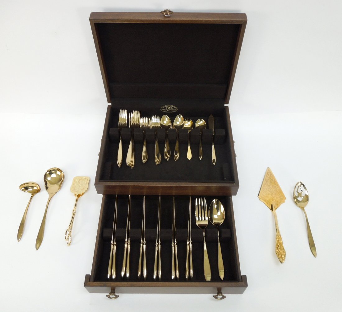 Diriylite Gold Tone Flatware Service in Casket. (1 of 4)