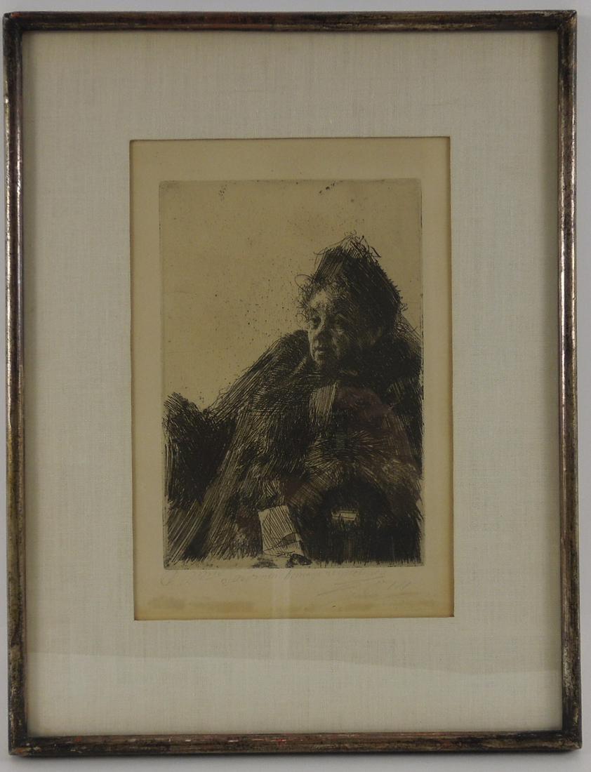 Anders Zorn Etching, Mrs. Simon, Signed. (1 of 2)