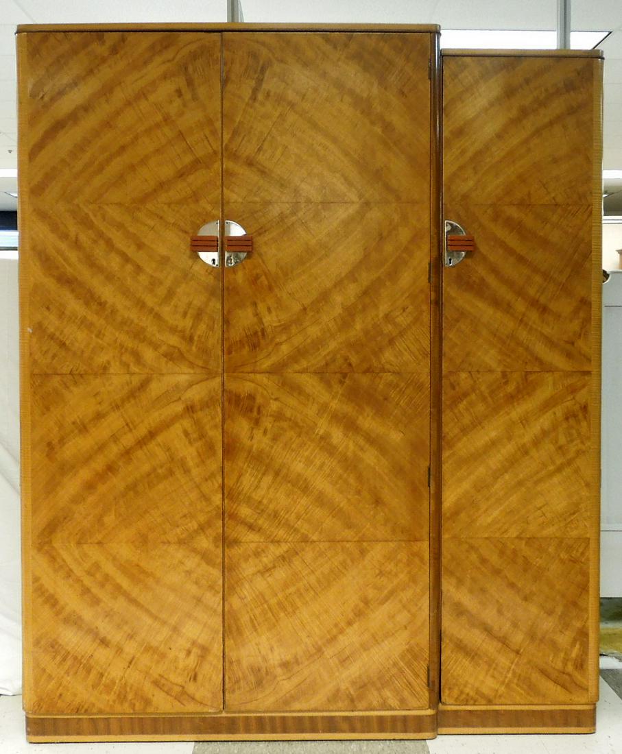 1940s Art Deco 3-door Wardrobe w/ Bakelite Handles. (1 of 1)