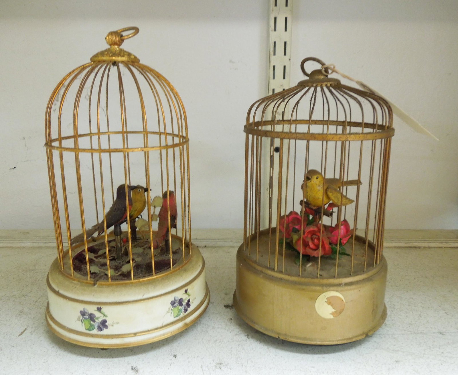 Two Vintage Singing Birds in Cages. (1 of 1)