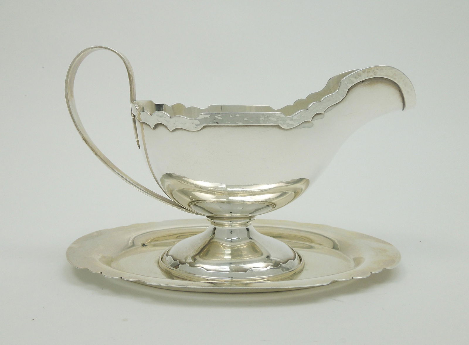 Shreve & Co. Sterling Silver Sauce Boat with Plate. (1 of 3)
