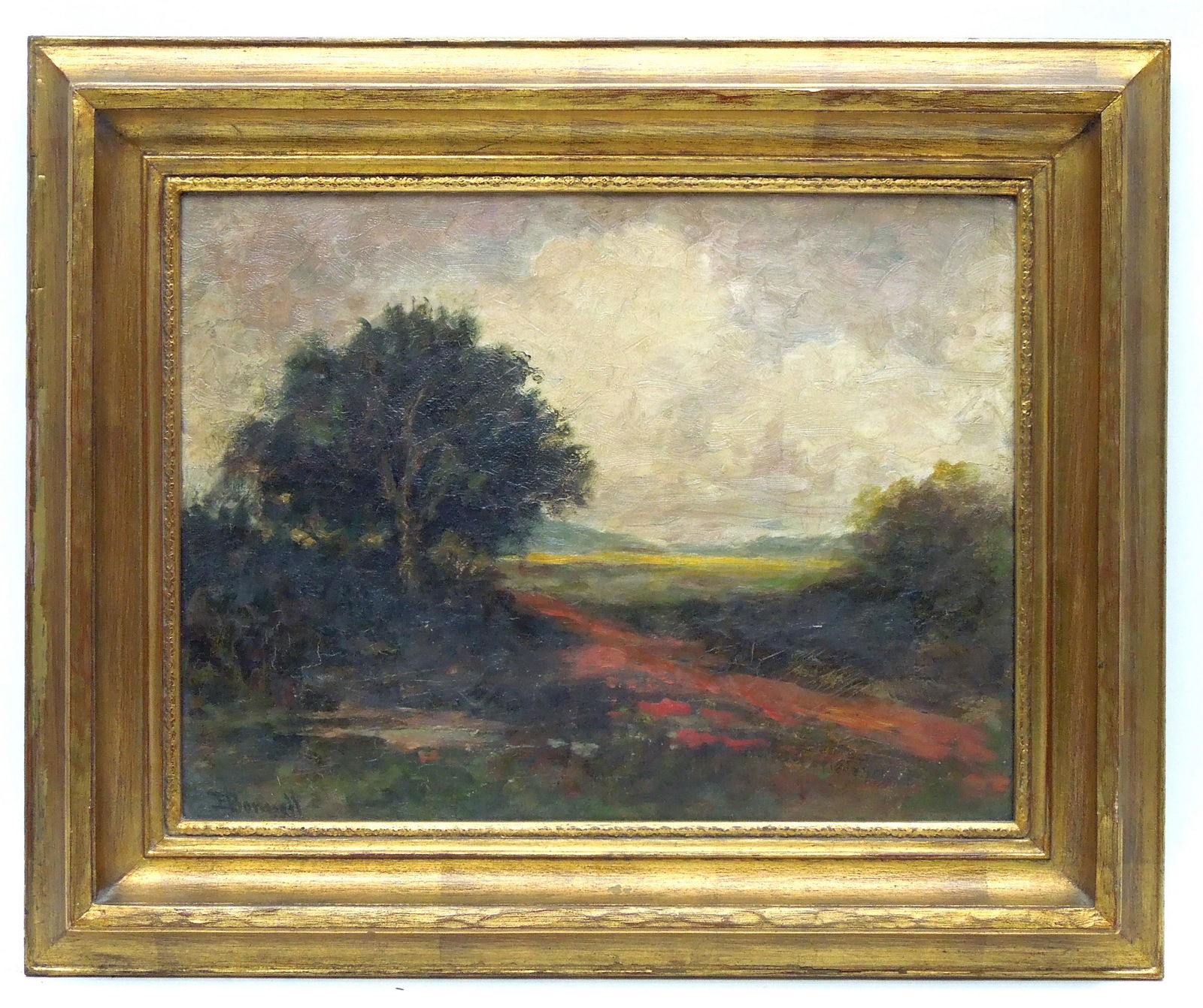 Oil on Canvas, Landscape with Oak Tree & Flowers. (1 of 7)