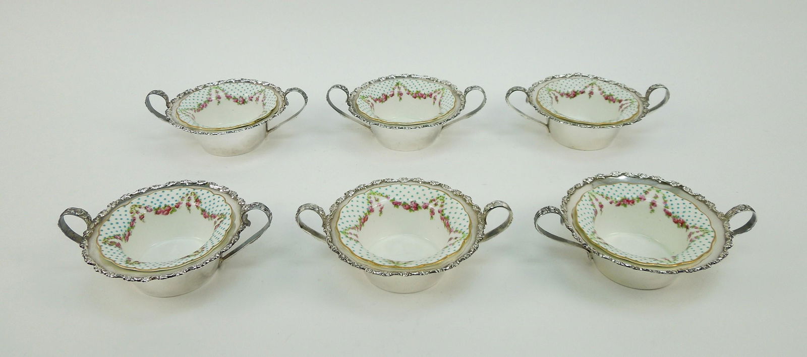 (6) Shreve & Co. Sterling Ramekin Holders with Inserts. (1 of 5)