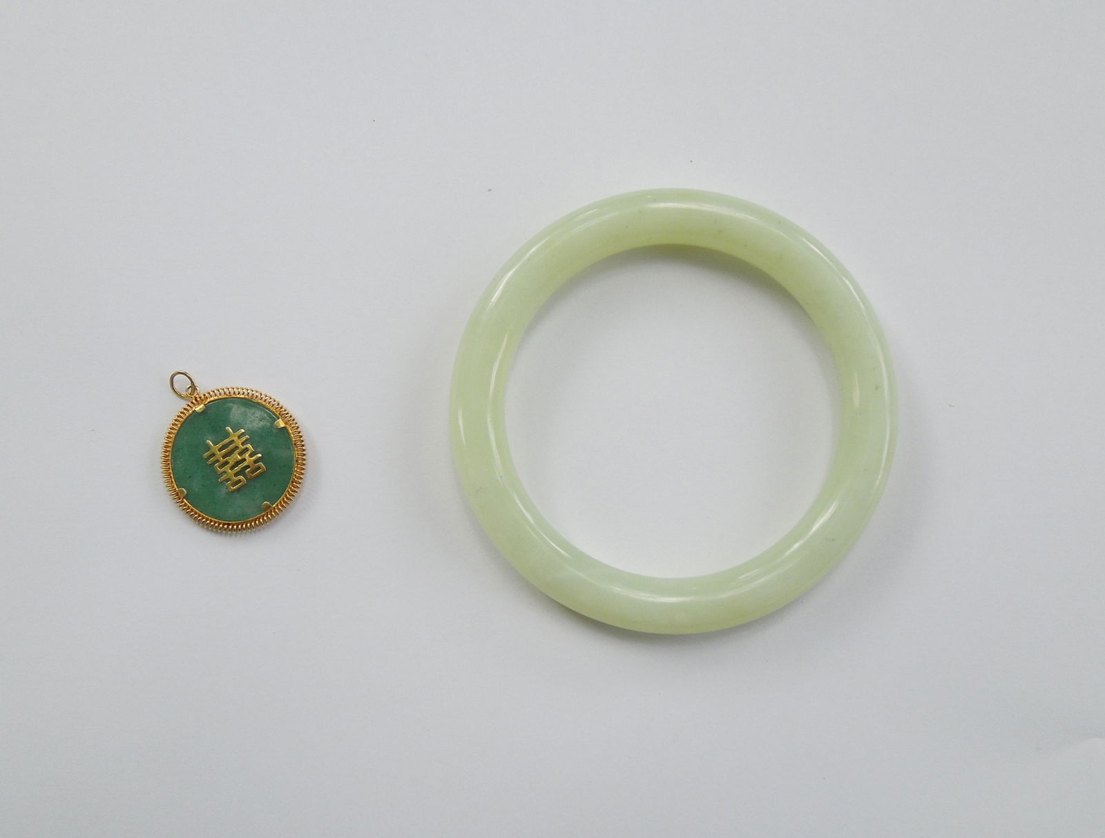 Jade Bangle & 14K Gold and Jade Pendant. (1 of 1)
