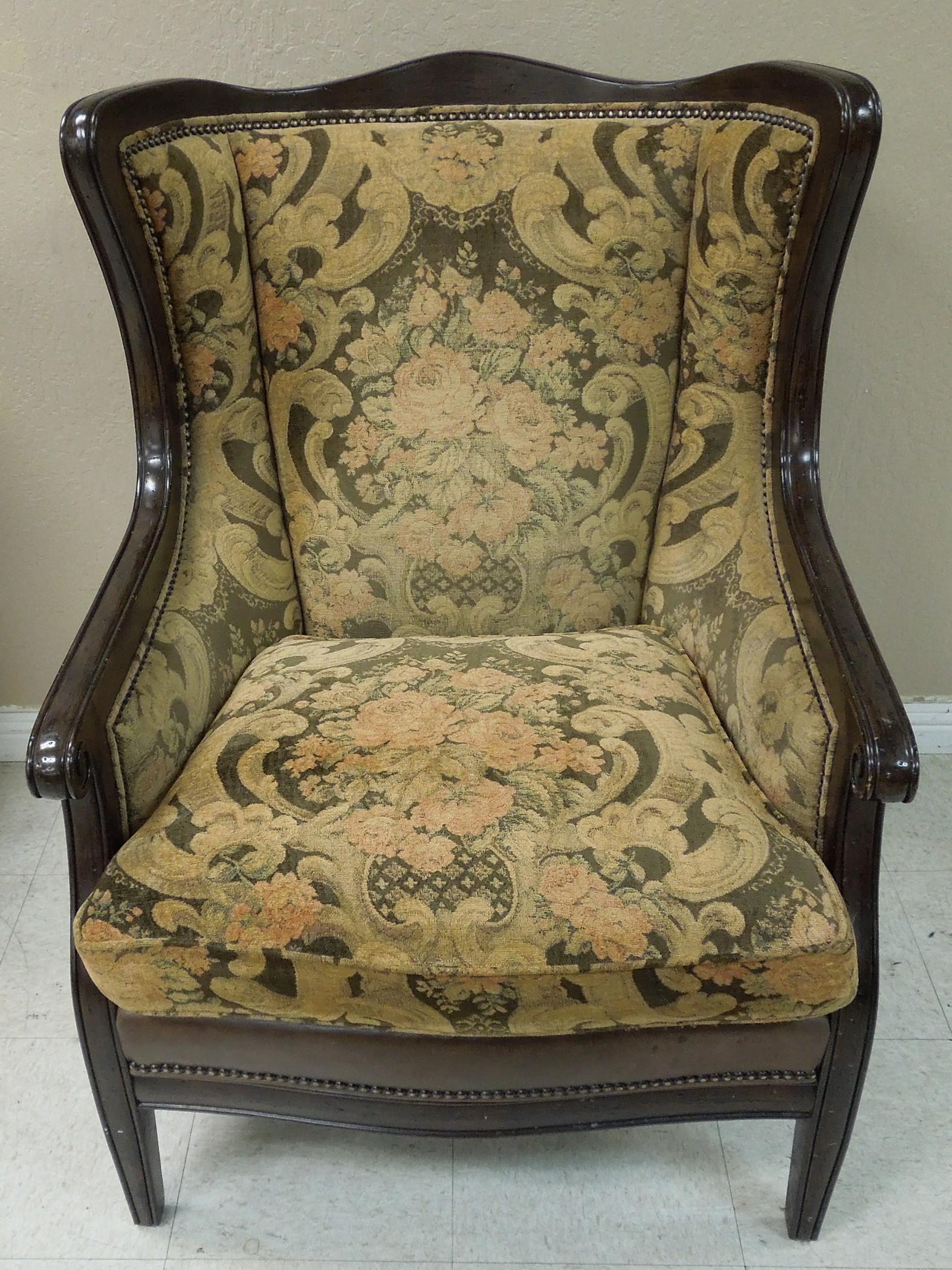 Hancock & Moore Club Chair.: Hancock & Moore leather and fabric upholstered club chair. 31" W, 36" D, 41" H.