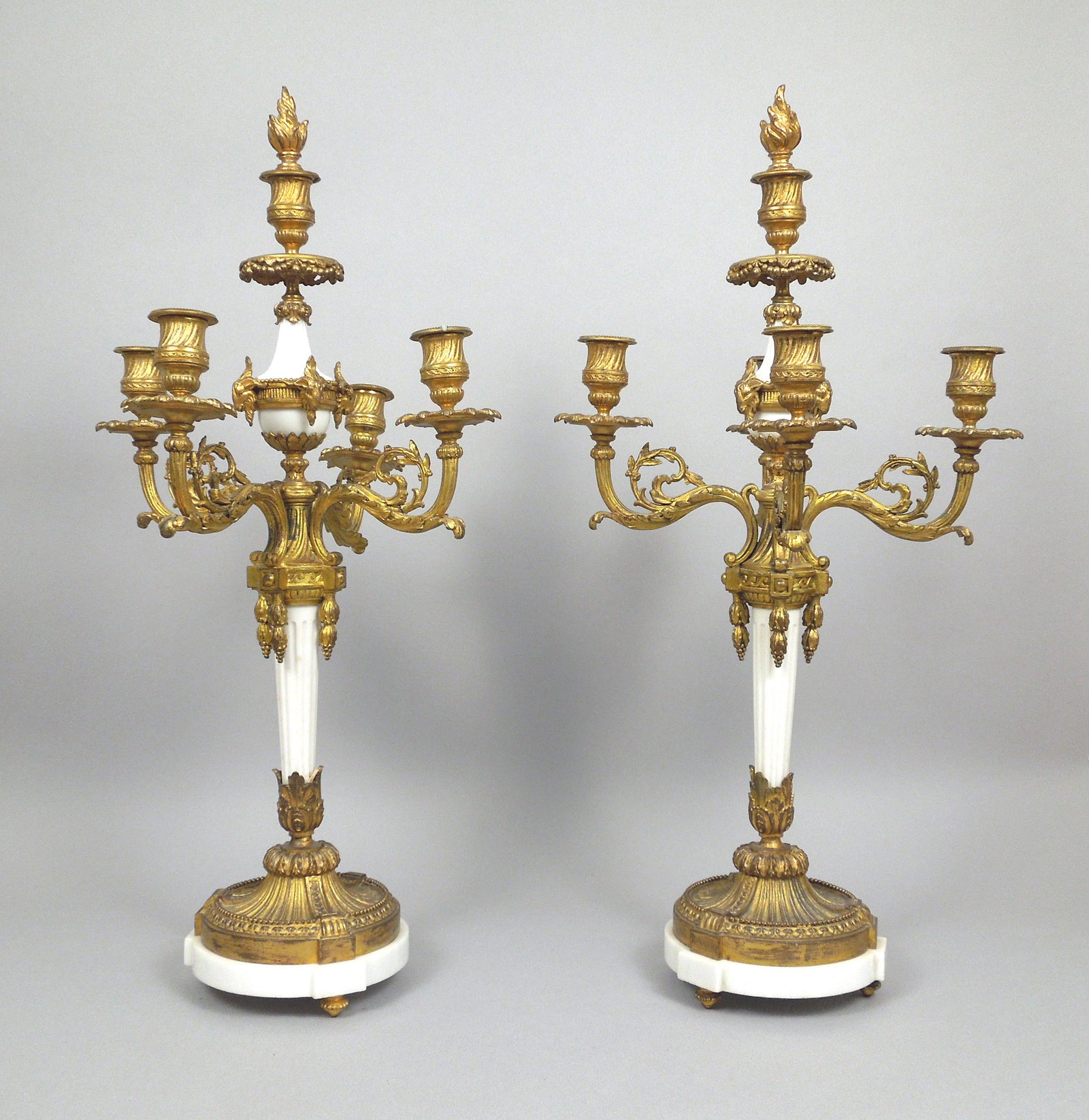 Pair of Louis XVI Style Bronze & Marble Candelabra. (1 of 5)