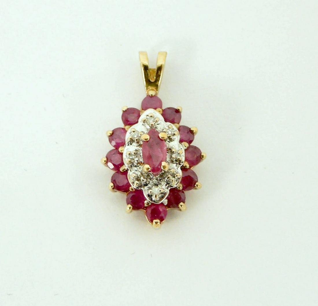 10K Gold, Ruby & Diamond Pendant. (1 of 1)