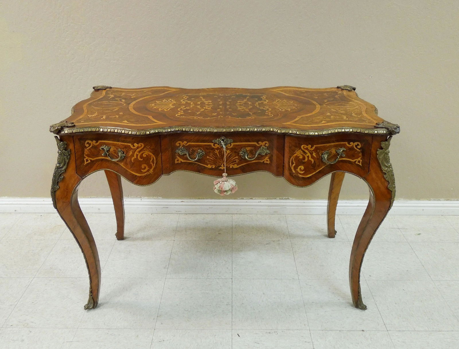 French Louis XV Marquetry Writing Desk. (1 of 6)