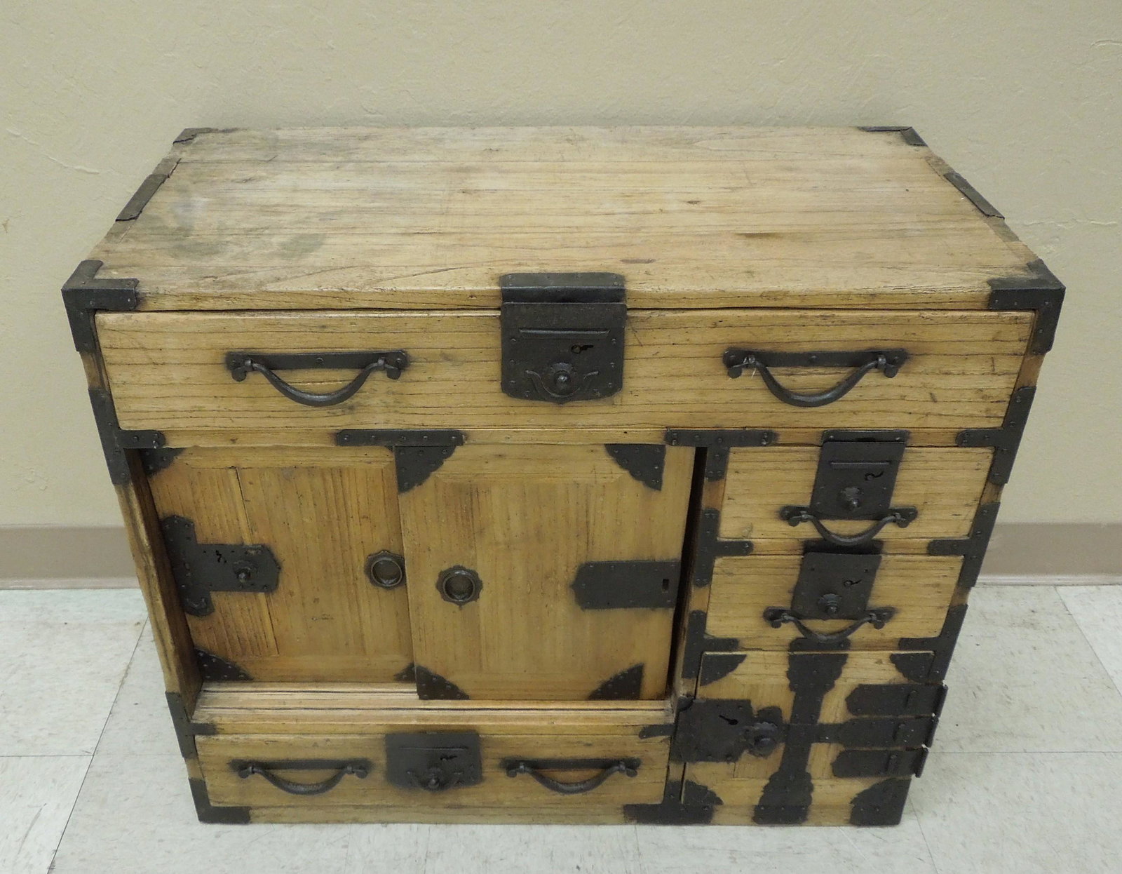 Japanese Tansu Chest with Iron Work Handles. (1 of 3)