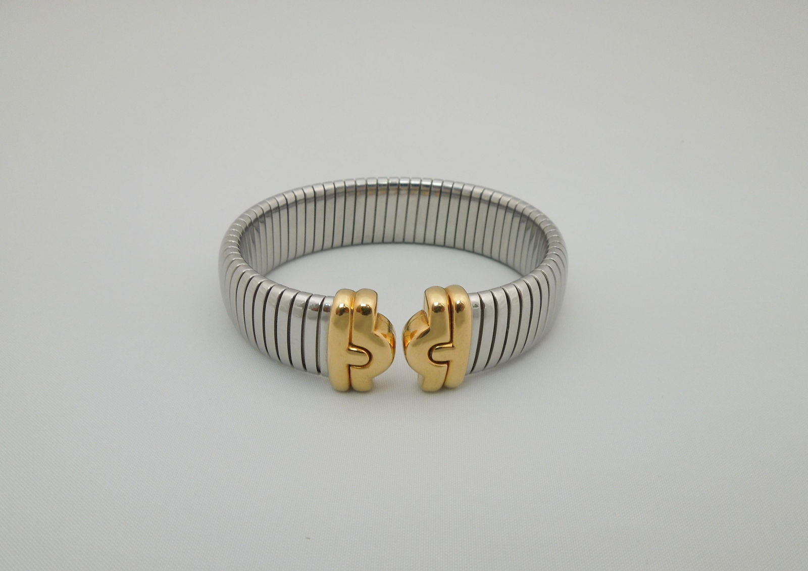Bulgari Tubogas Steel and Gold Parentesi Bracelet. (1 of 4)