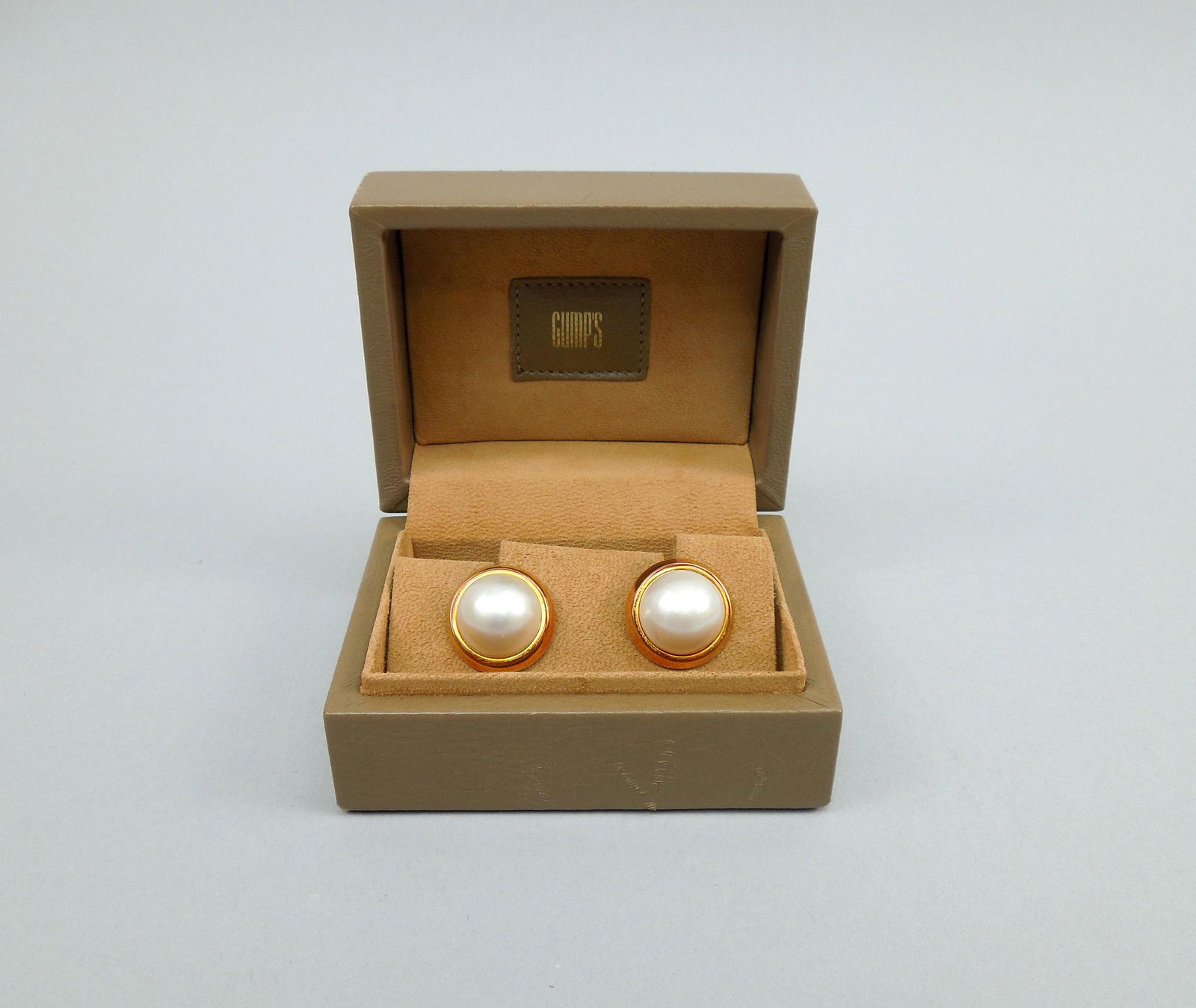 Pair of Cellino Gold Mabe Pearl Earrings. (1 of 4)