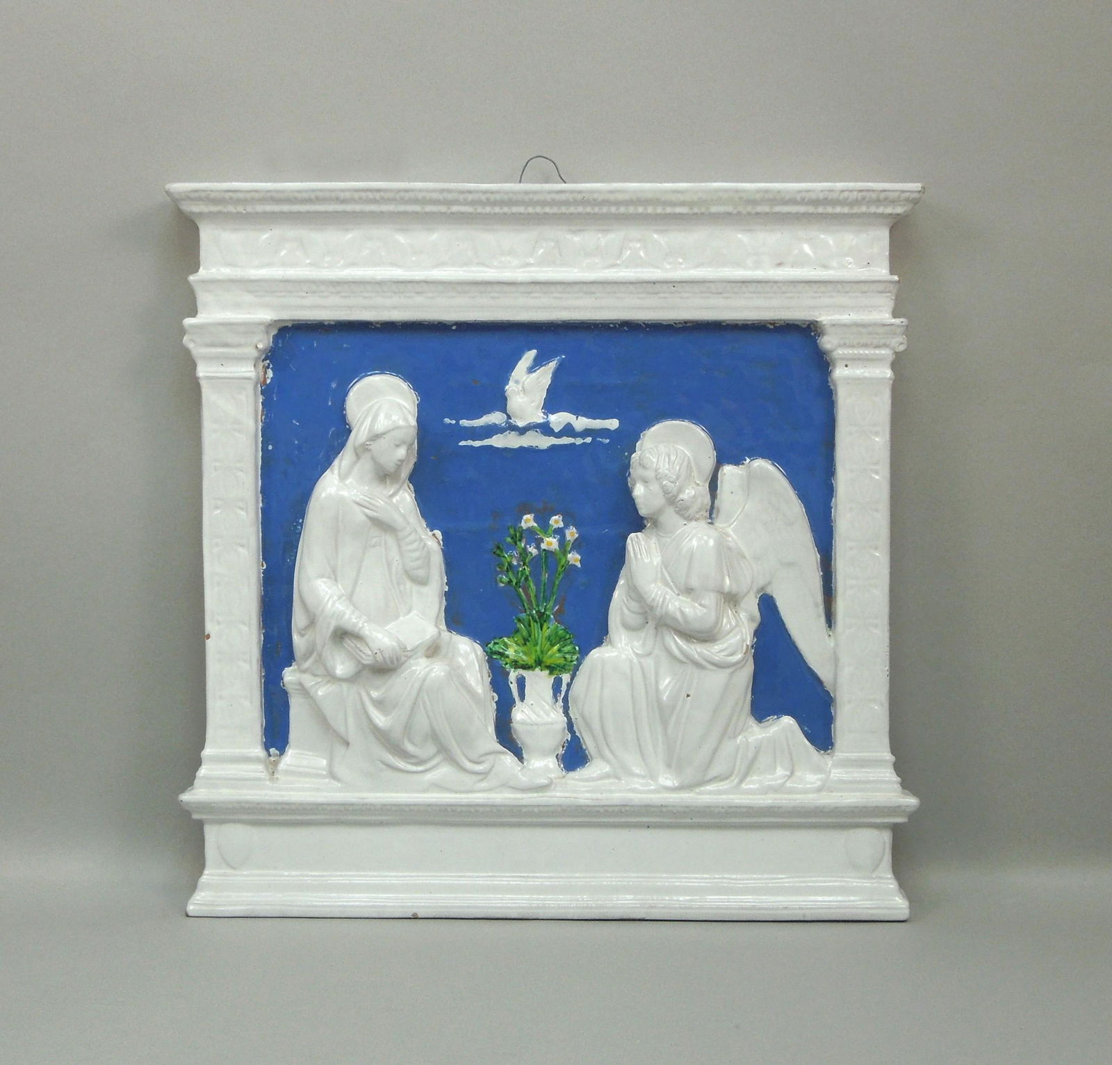Italian Della Robbia Ceramic Plaque, Madonna and Angel. (1 of 3)