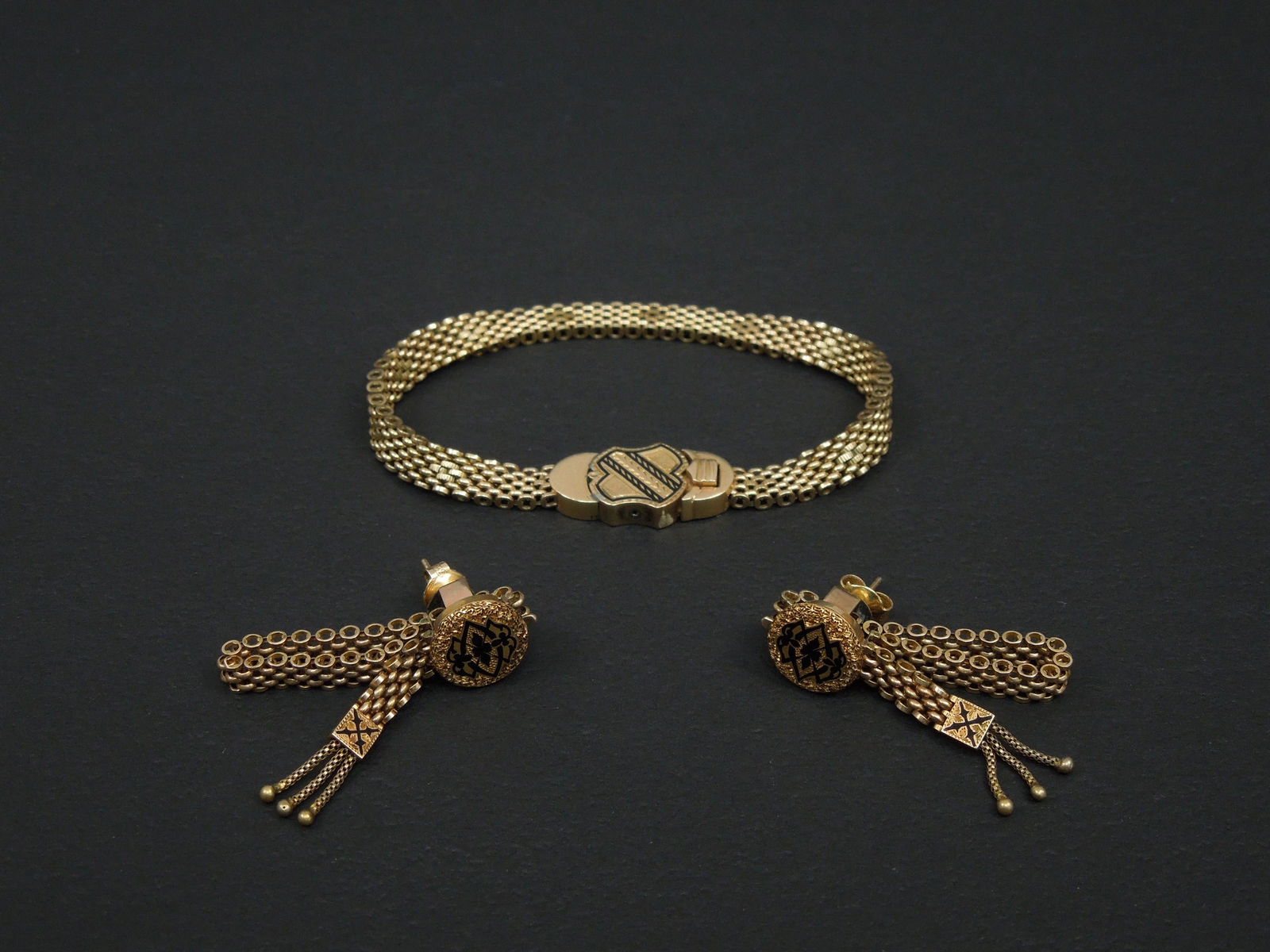 Masonic Style Gold Bracelet & Earrings. (1 of 3)
