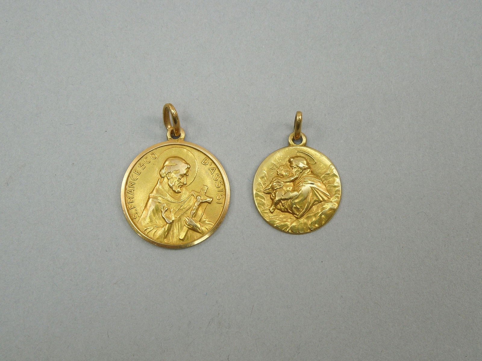 (2) 18K Yellow Gold Religious Pendants. (1 of 3)