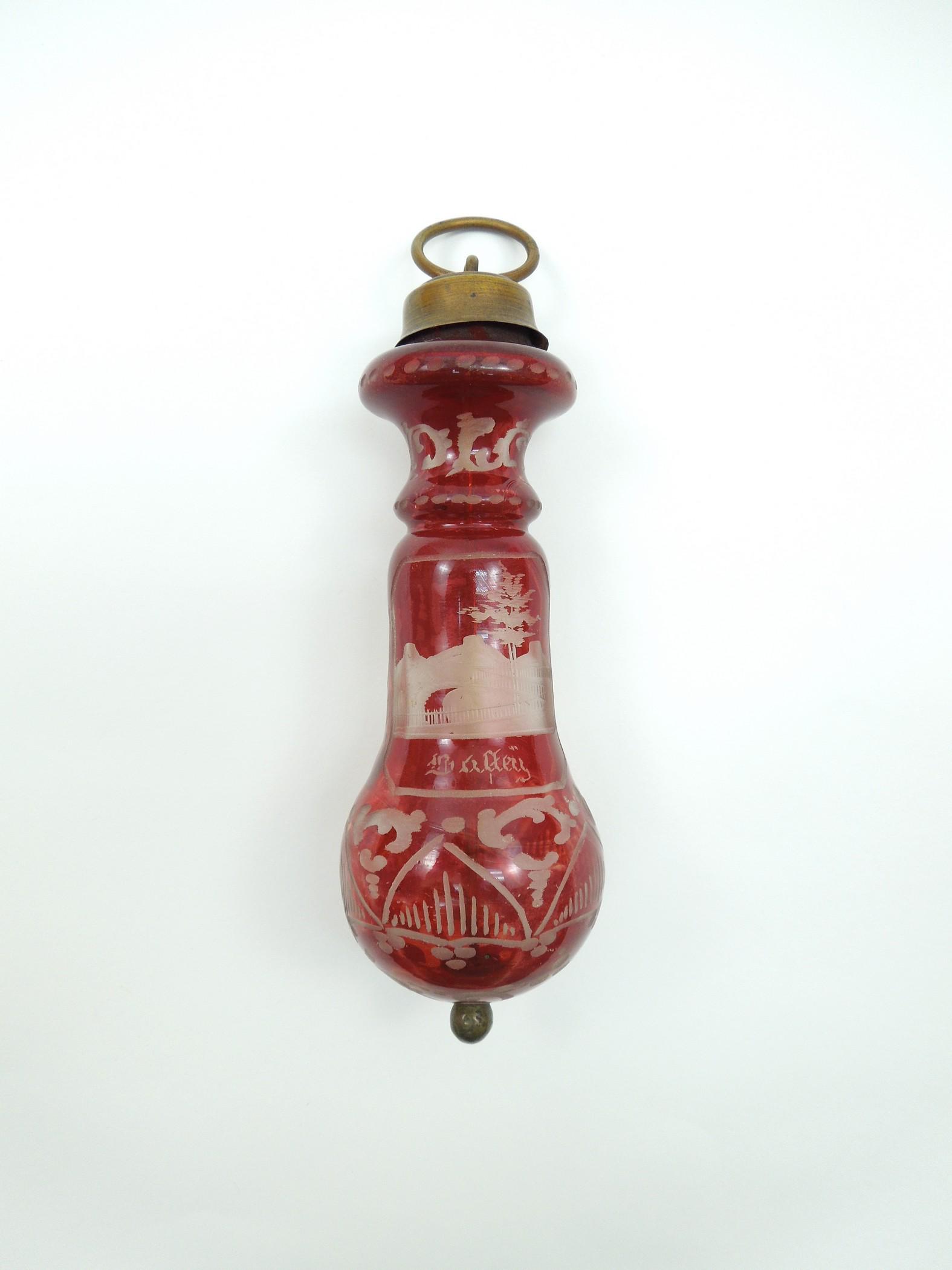 Victorian Etched Glass Bell Pull. (1 of 4)