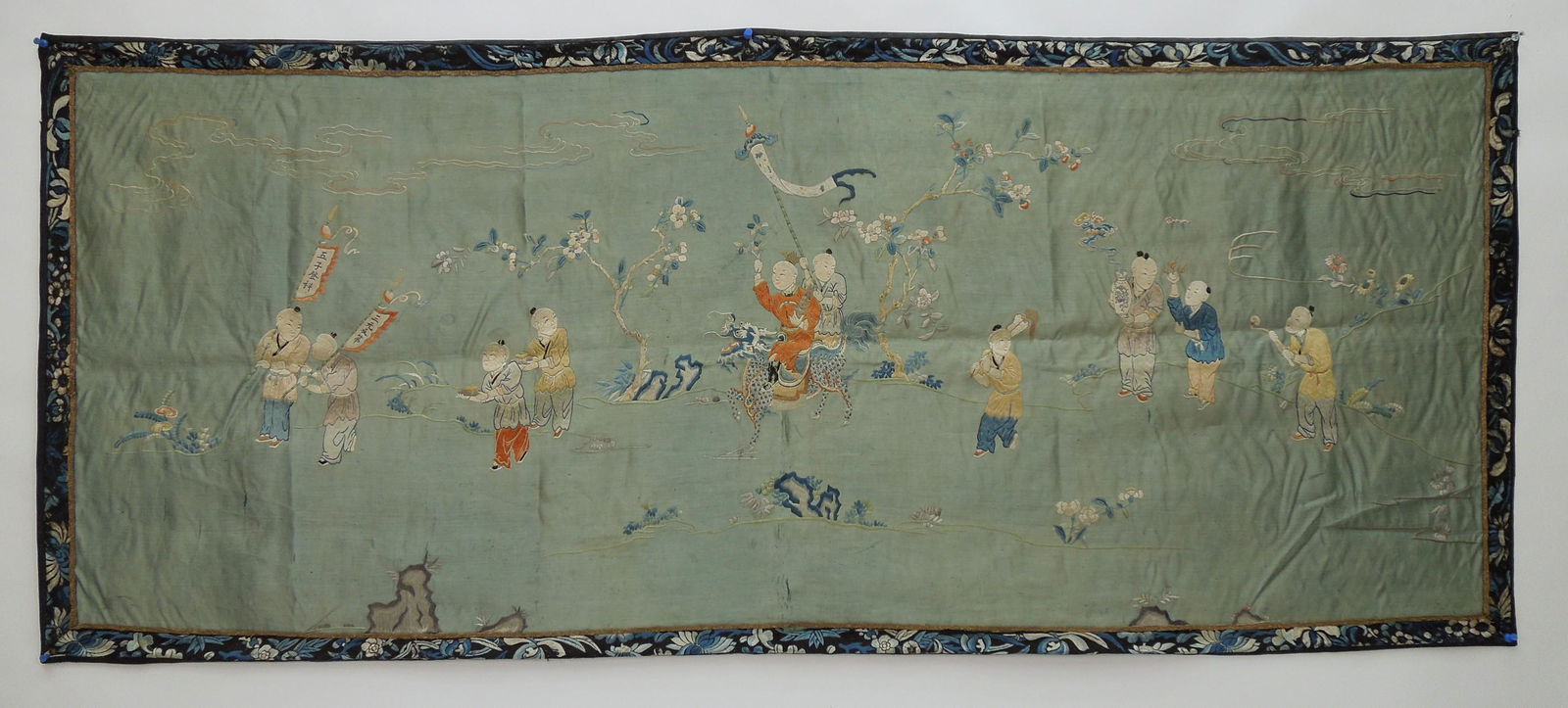 19th C. Chinese Embroidered Silk Panel Wall Hanging. (1 of 4)