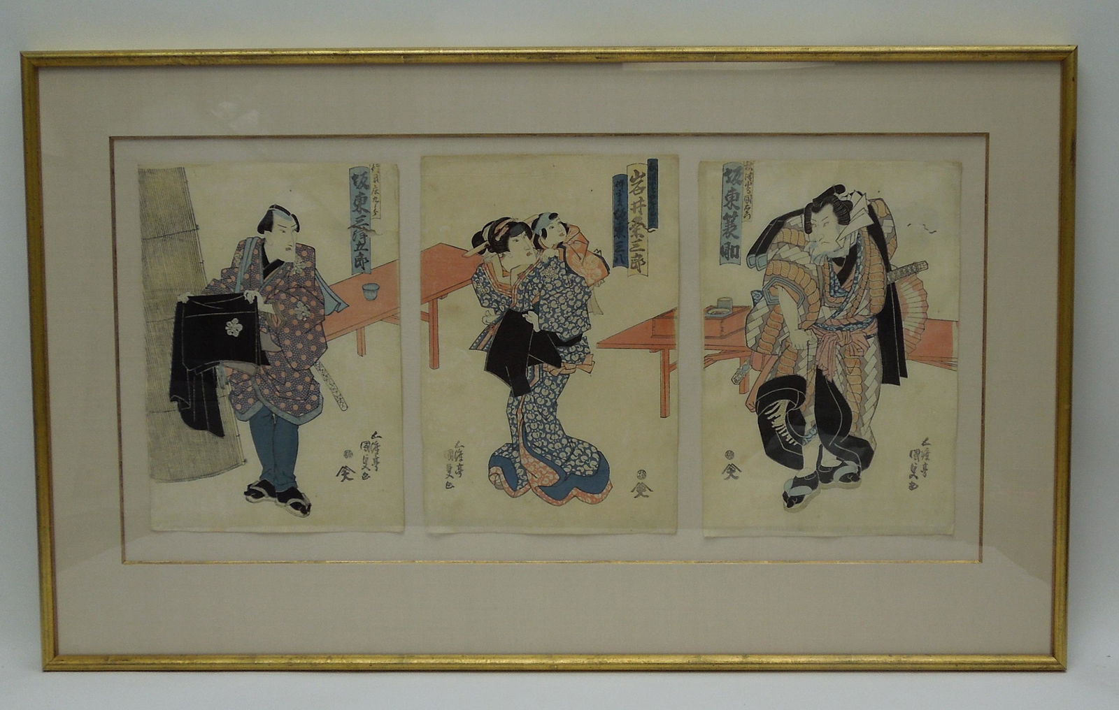 Kunisada I Triptych Woodblock Print. (1 of 3)