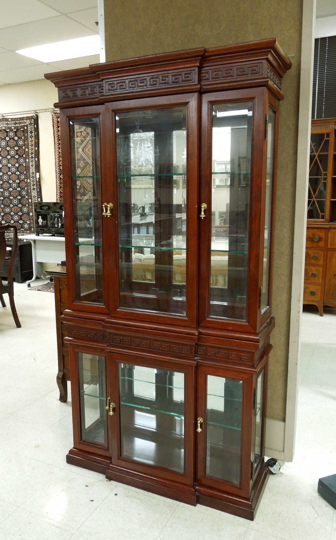 Chinese Rosewood Glass Front Lighted Display Cabinet. (1 of 2)