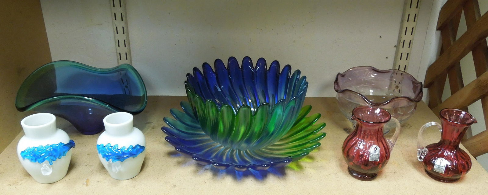Group of Colored Art Glass Vases & Bowls. (1 of 1)