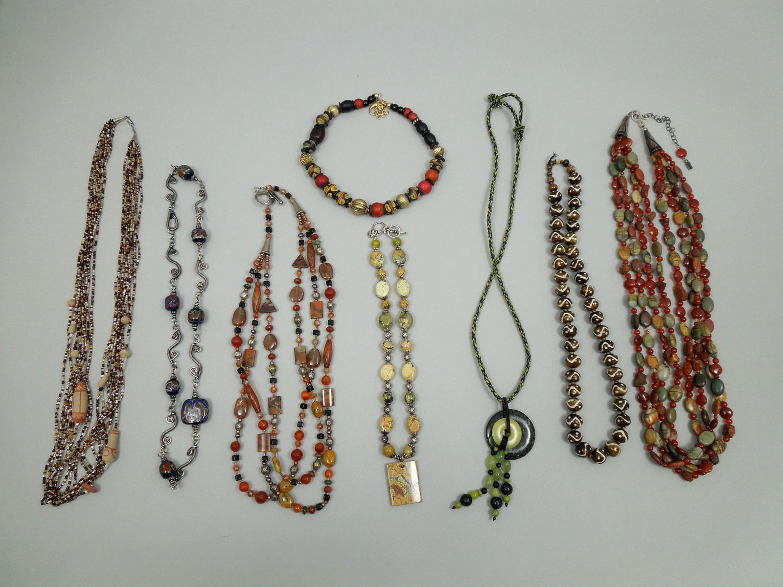 (8) Costume Bead & Hard Stone Necklaces. (1 of 3)