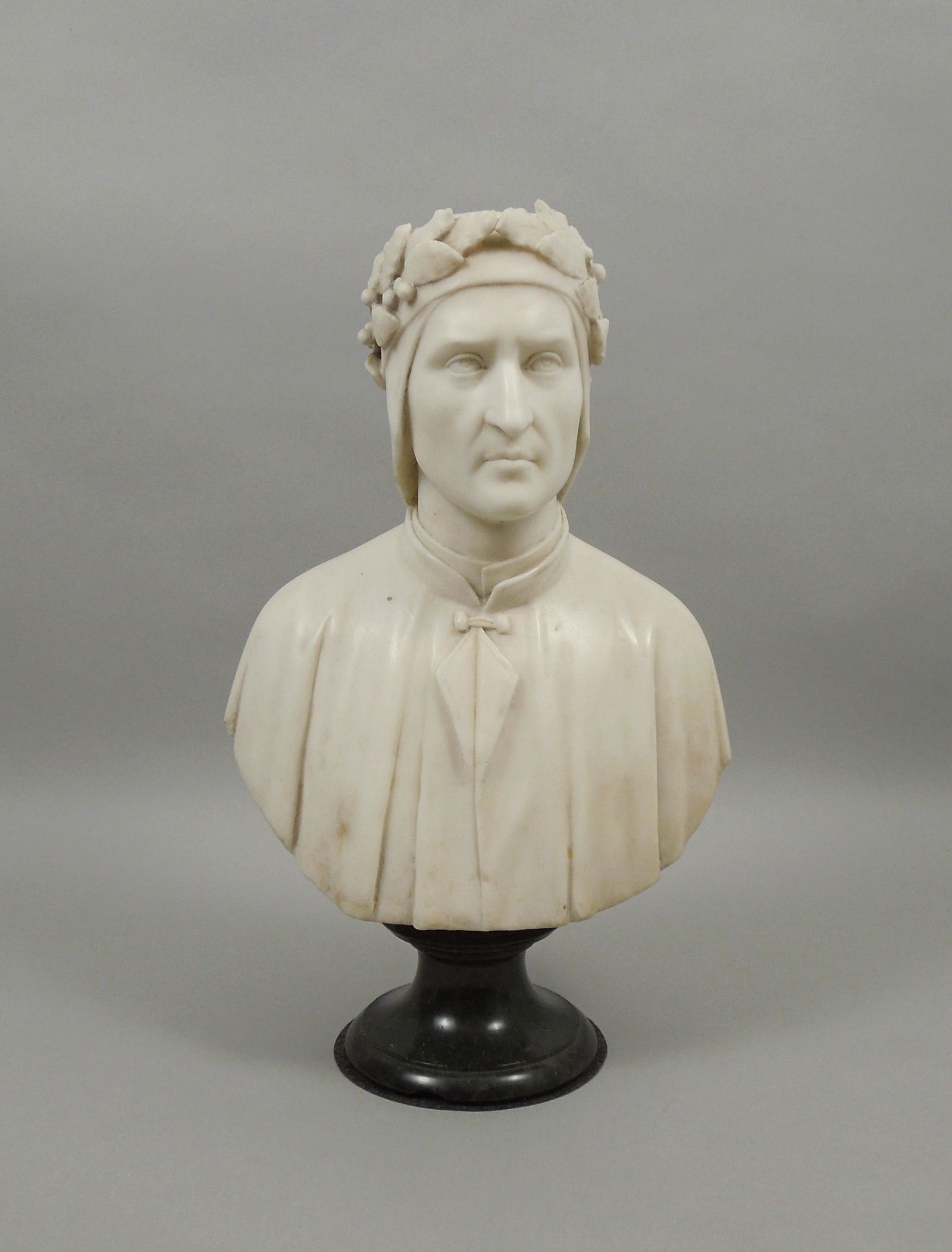Alabaster Bust, Dante with Laurel Wreath.: Alabaster bust, Dante with Laurel Wreath. On granite base. 14" tall, 11" x 6".