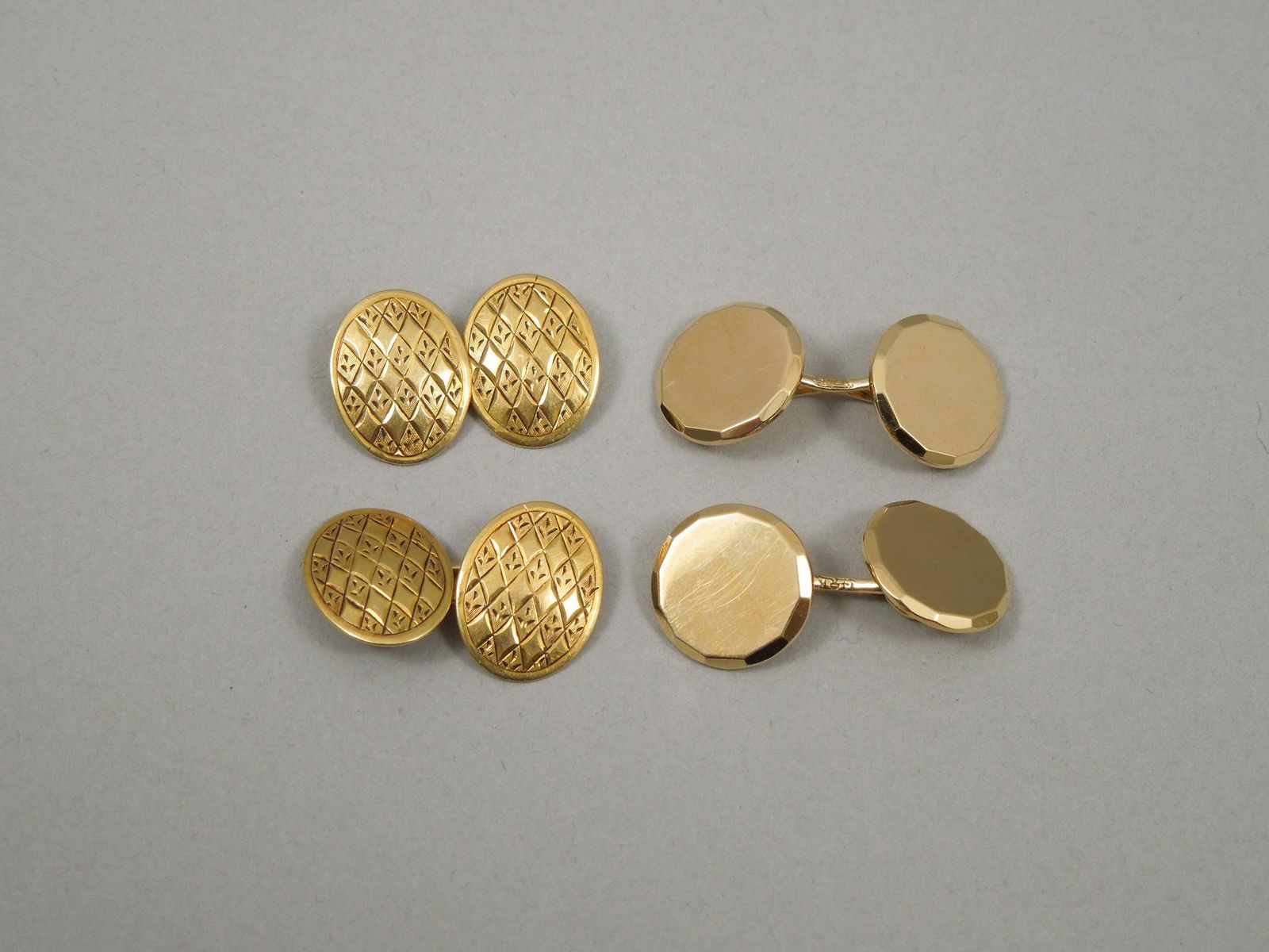 (2) Pairs of Yellow Gold Double Cufflinks. (1 of 2)