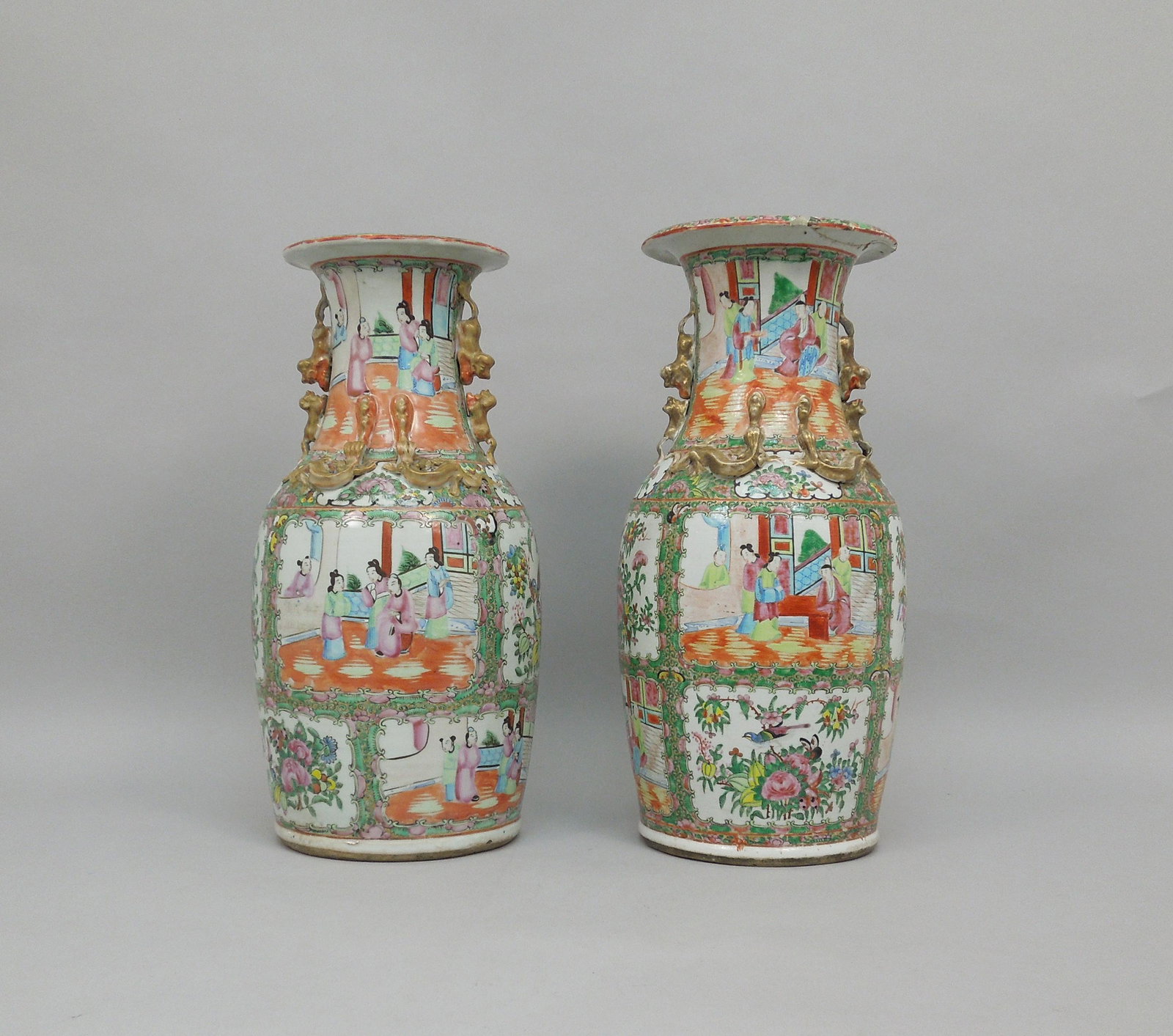 (2) Chinese Famille Rose Porcelain Vases. (1 of 5)