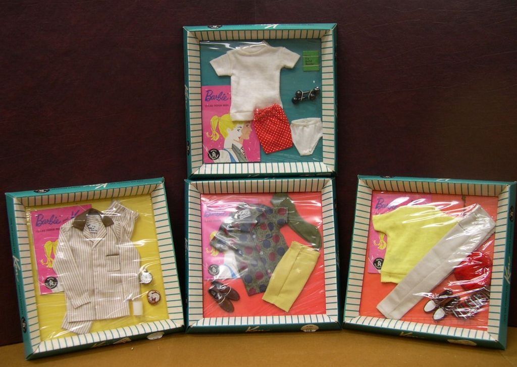 (4) Vintage Barbie/Ken Clothing Sets: (4) Vintage Barbie/Ken Clothing Sets No. 783 Sport Shorts No. 782 Casuals No. 781 Sleeper Set No. 780 In Training