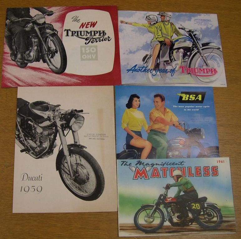 5 Vintage European Motorcycle Brochures/Pamphlets