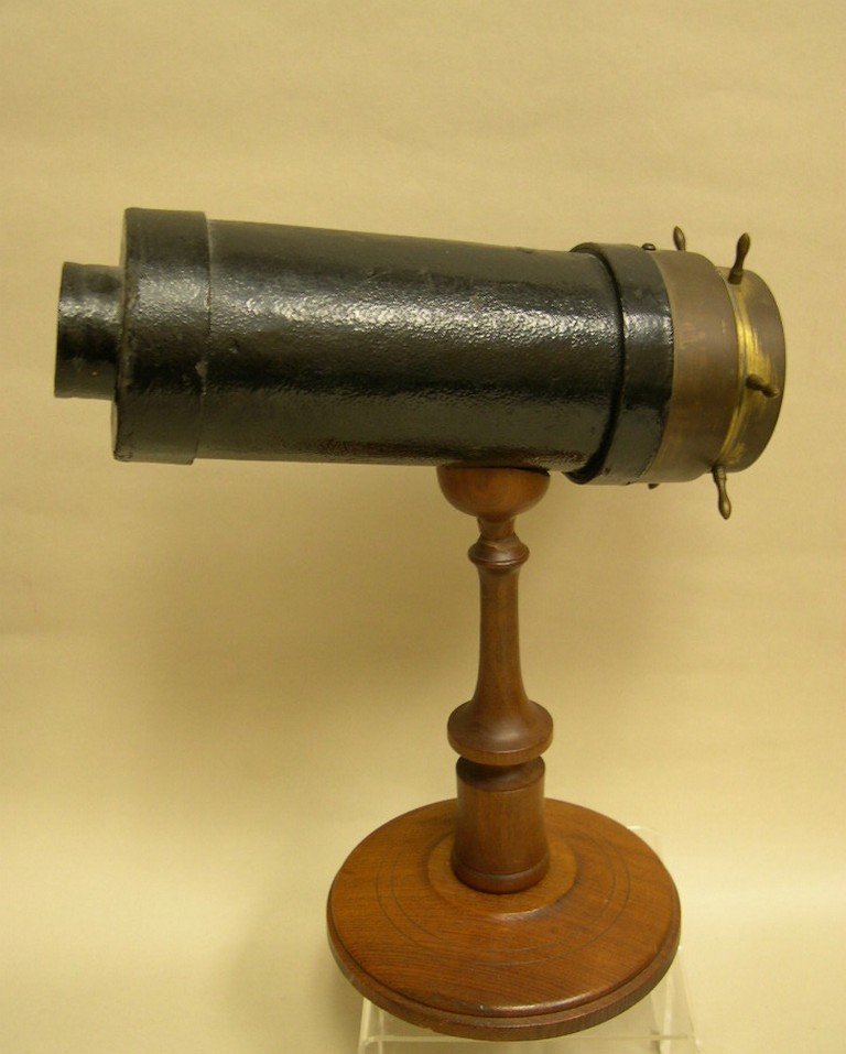 Kaleidoscope Charles G. Bush, Providence, RI c.1900: Antique Kaleidoscope, stamped Charles G. Bush & Co., Providence RI, Patent Reissued 1873, fitted on a wood stand. C.1900.