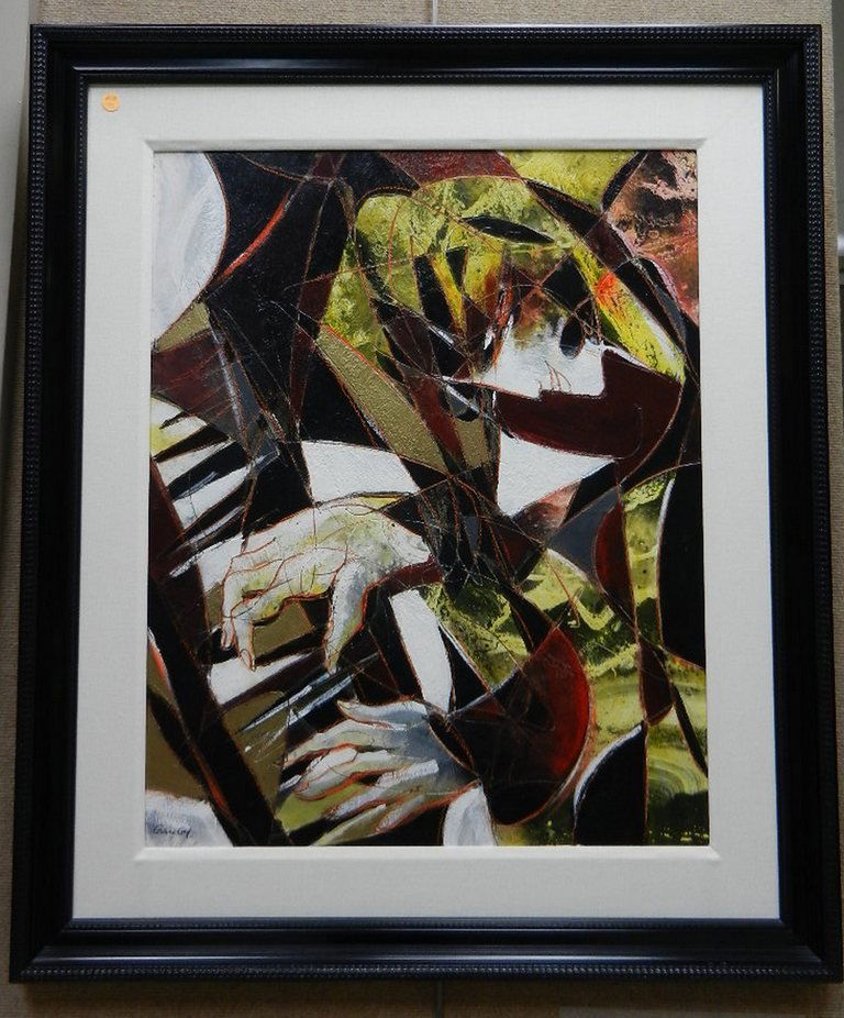 Jean Claude Gaugy Mixed Media "Le Note Dominante": Original Mixed Media by Jean-Claude Gaugy (West Virginia/New Mexico/France, 1944-), titled “Le Note Dominante”, Linear Expressionist. Signed lower left: GAUGY Sight: 29 ½ x 23 ½ inches; Overall: