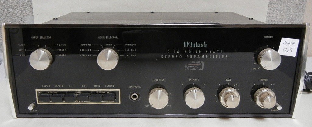 McIntosh C26 Solid State Stereo Preamplifier: McIntosh C26 Solid State Stereo Preamplifier. Serial #42P21.