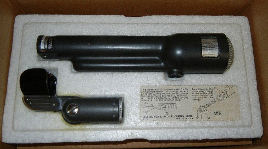 Electro-Voice Model 666 Microphone: Electro-Voice Model 666 cardioid dynamic microphone in original box with accessories. Microphone serial number 2964. Mic is in excellent condition.