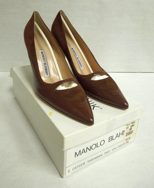 Pair of Monolo Blahnik Italian Designer Shoes, Size 36.