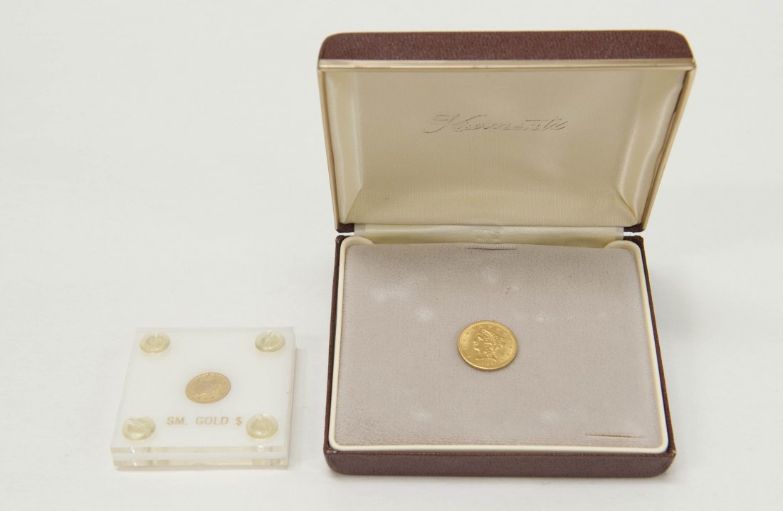 1904 2 1/2 Dollar & 1853  1 Dollar Gold Coins. (1 of 2)