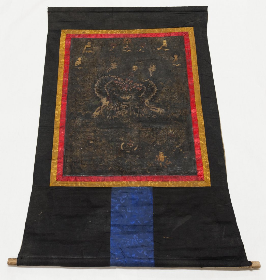 Tibetan Thangka Style Painted Textile. (1 of 5)