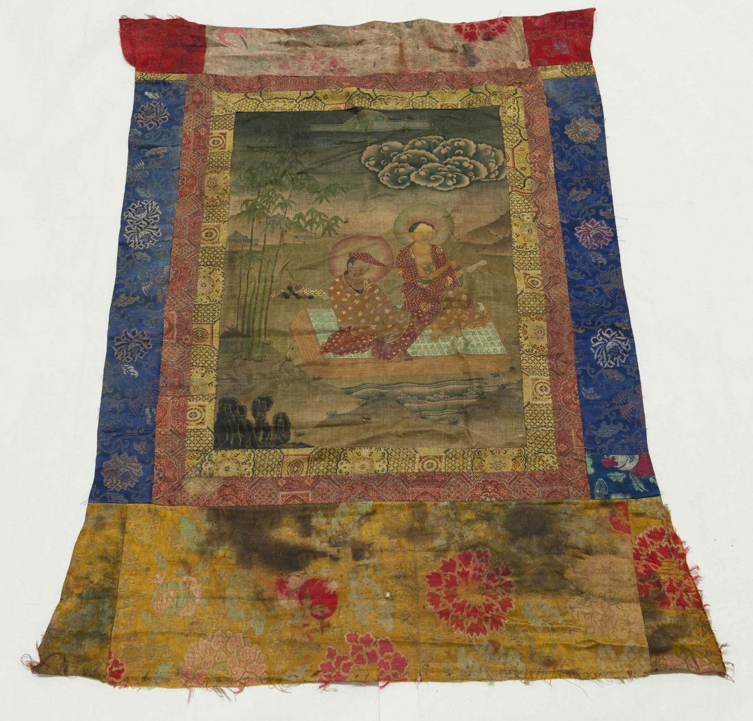 Tibetan Thangka Style Painted Textile. (1 of 7)