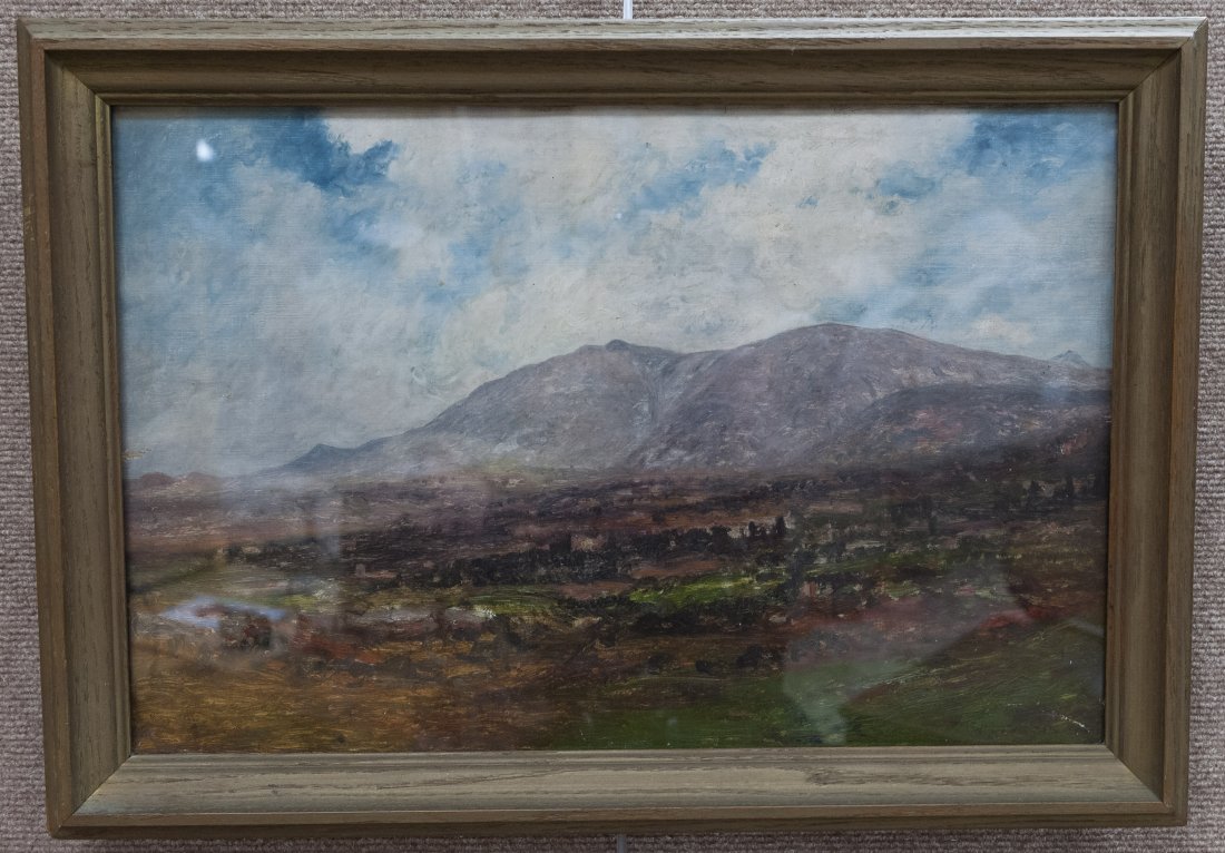 Oil on Canvas, possibly Greek Landscape.: Framed oil on board, landscape, possibly Greece, signed lower right, Edward Gay. Under glass. (Approx. 12 1/2" x 19 1/4", overall: 15 1/2" x 20 1/4"). (From the collection of Frederic Krause Huber, de