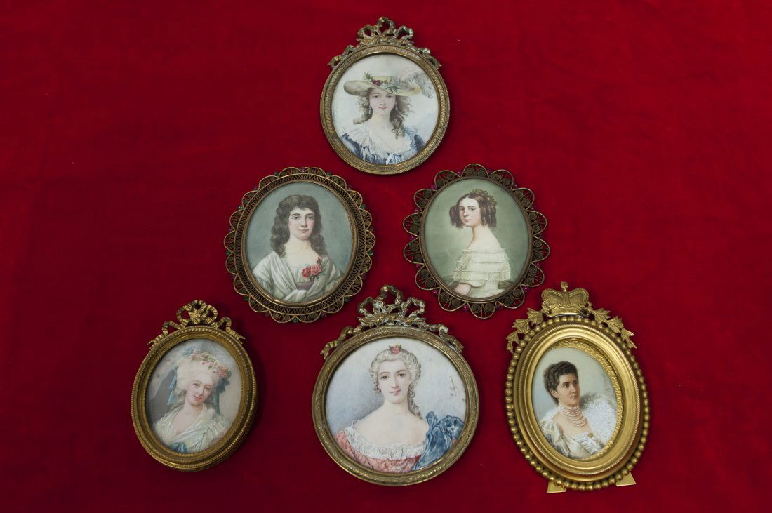 (6) Hand Painted Portrait Miniatures. (1 of 10)